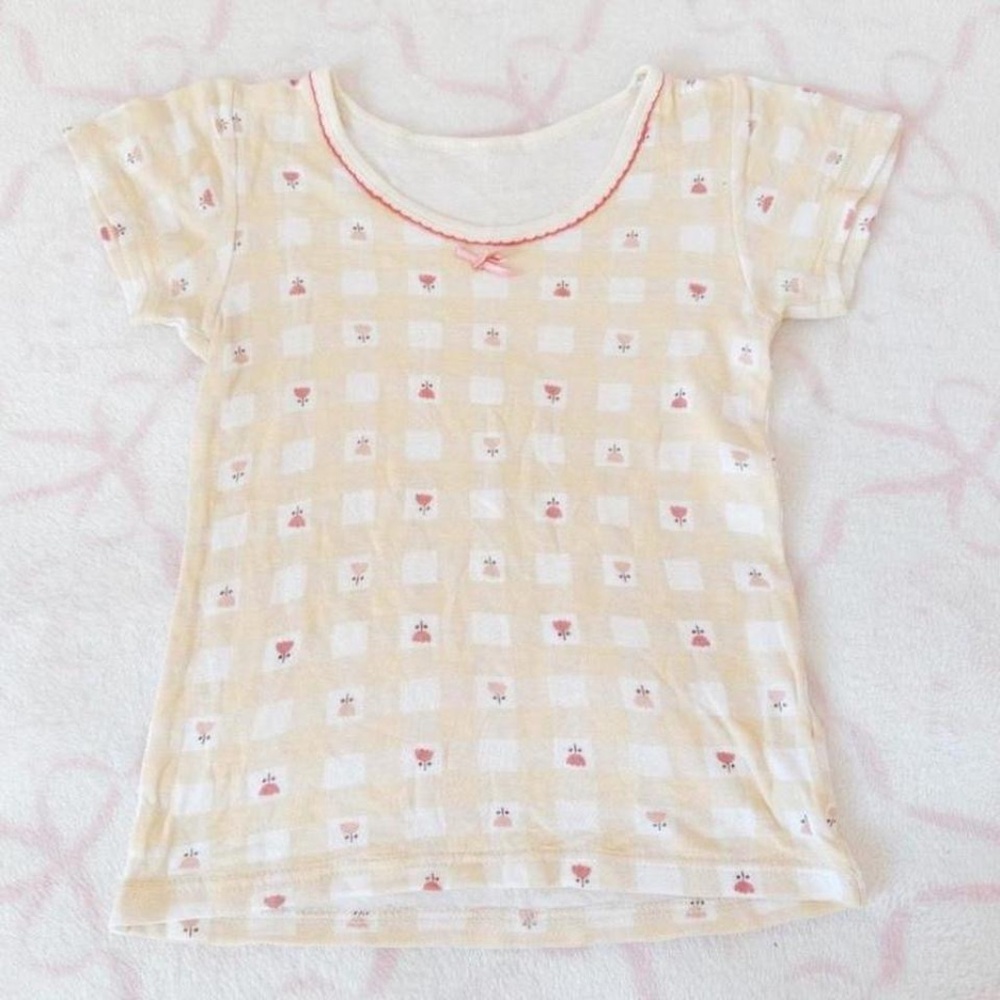 Yellow flower patterned baby tee